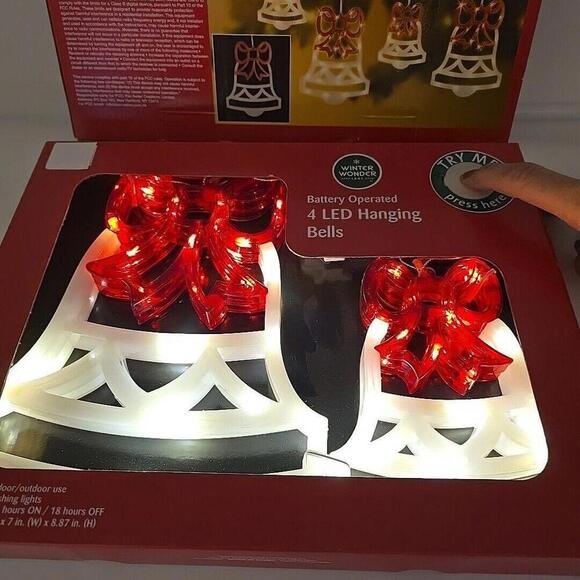 Winter Wonder Lane Battery operated‎ 8 LED Christmas Hanging Bells Total In/Out - Picture 11 of 14